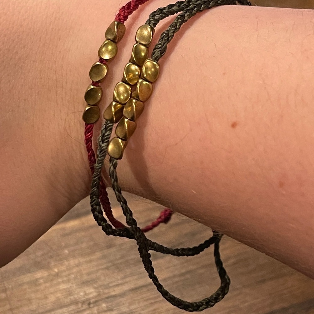 3 Braided Bracelets (1 red, 2 brown)